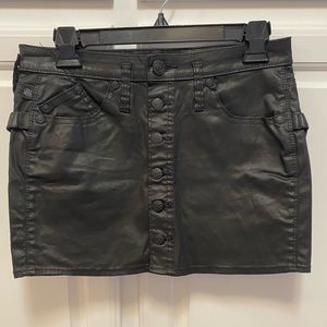 Rock & Republic Black Faux Leather Snap Front Mini Skirt NWOT Women’s Size 4